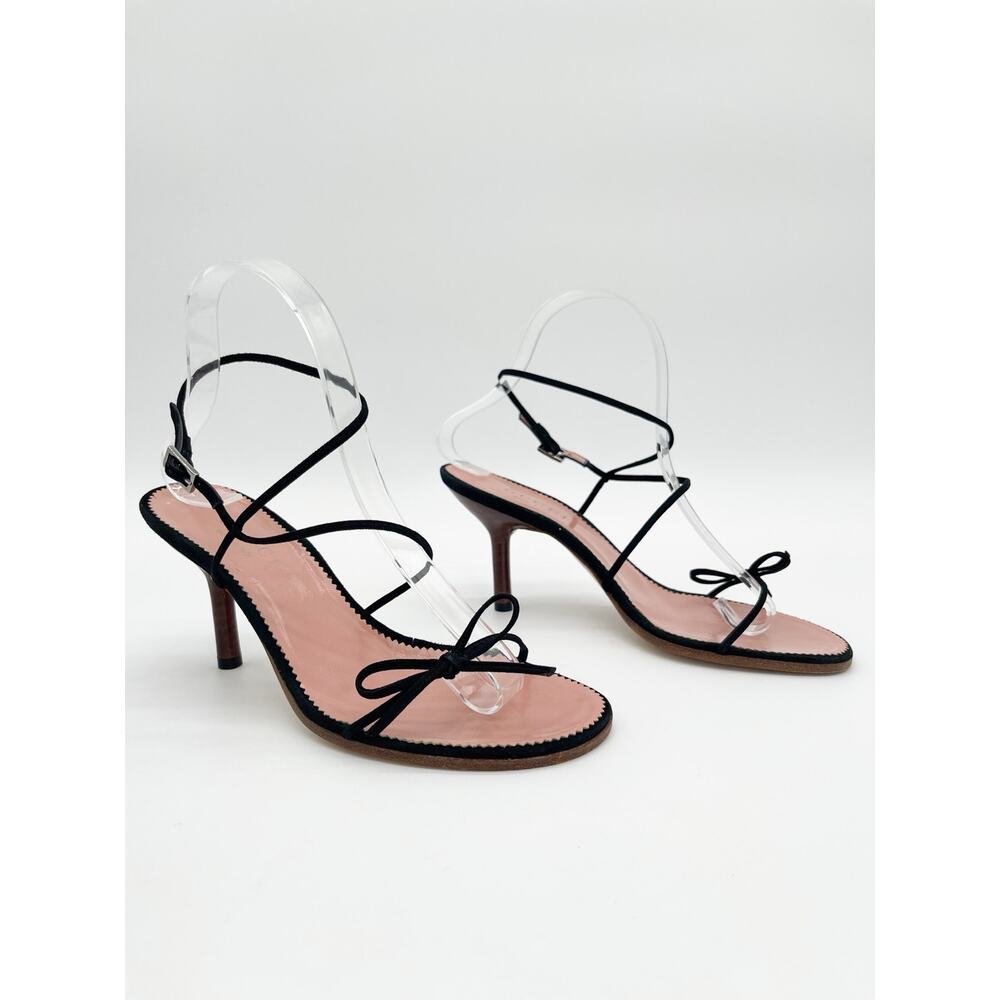 Gucci Vintage Tom Ford Era Black Suede Strappy Bow Ankle Wrap Sandals US 7 - Picture 2 of 12